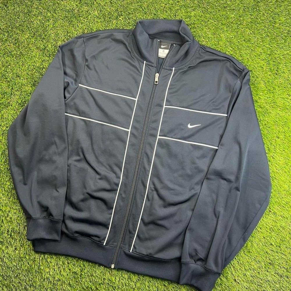 Nike Track Jacket Full Zip Black White Y2K Athletic Soccer Jacket XL